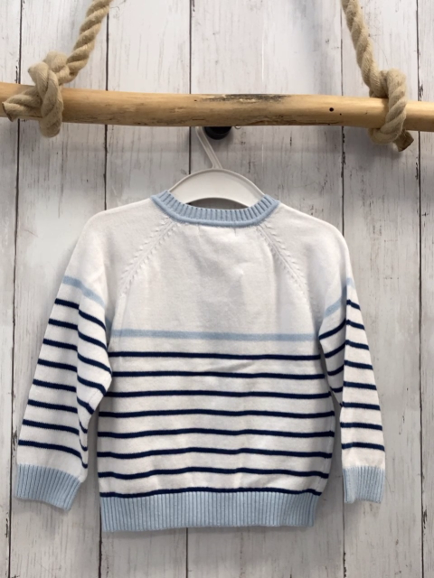 Boboli neu Strickjacke Gr. 80  weiß blau hellblaue Streifen