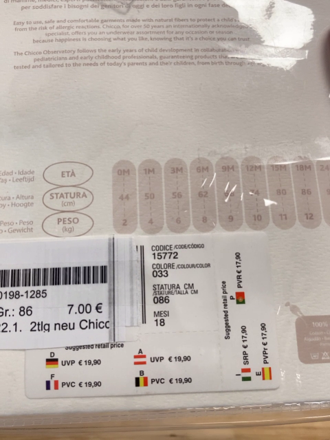 2tlg neu Chicco Bodyset Gr. 86  weiß beige Hasen NP 19,90 € (kurzarm)