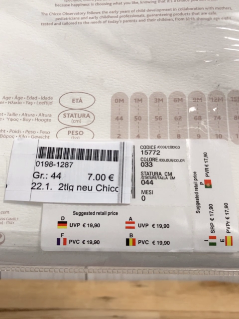 2tlg neu Chicco Bodyset Gr. 44  weiß beige Hasen NP 19,90 € (kurzarm)