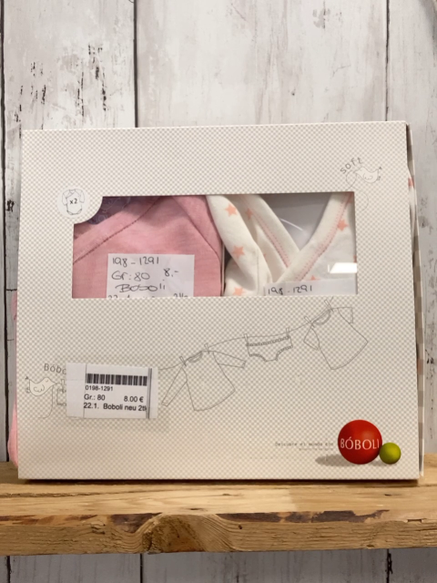 Boboli neu 2tlg  Bodyset Gr. 80  pink + weiß aprikot Sterne (langarm)
