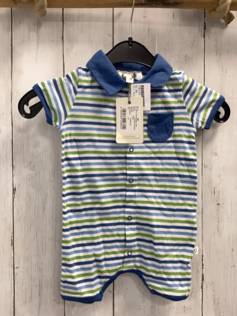 Bellybutton neu Playsuit Gr. 68  weiß blau grüne Streifen blauer Kragen 