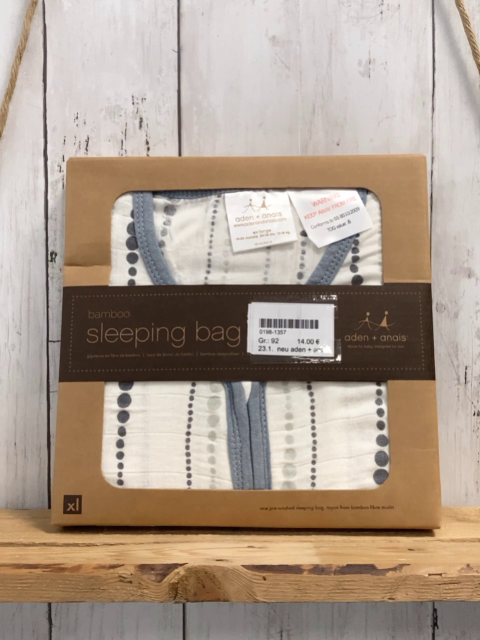 neu aden + anais Schlafsack Gr. 92  weiß hellgrau graue Punkte hellblauer Bund musselin 0,6 TOG