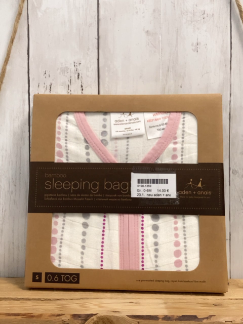 neu aden + anais Schlafsack Gr. 0-6M  weiß gau rosa Punkte rosa Bund 0,6 TOG