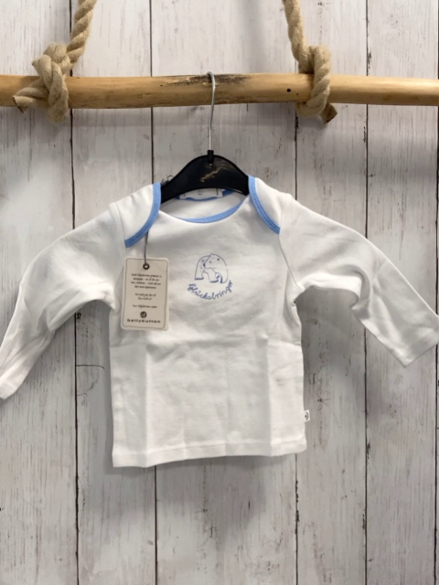 Bellybutton neu Langarmshirt Gr. 62/68  weiß Bär blauer Bund