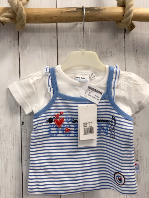 blue seven neu T-Shirt Gr. 62  weiß + hellblau weiß gestreift 