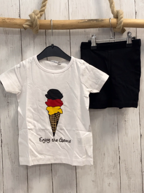 2tlg neu Blue seven T-Shirt + Shorts  Gr. 92  weiß Eiscreme Deutschland + schwarz