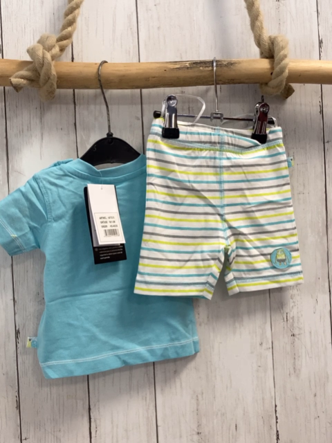 2tlg neu Blue seven T-Shirt + Shorts  Gr. 56  hellblau Monster Herz + weiß blau grüne Streifen