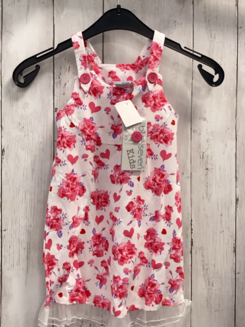 blue seven neu Kleid Gr. 92  weiß rosa Blumen + Herzen