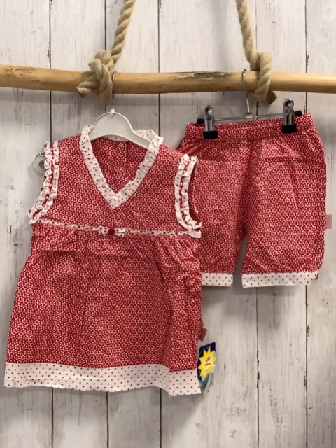 neu Sterntaler 2tlg Kleid + Höschen Gr. 68  rot weiße Blumen gepunkteter Bund