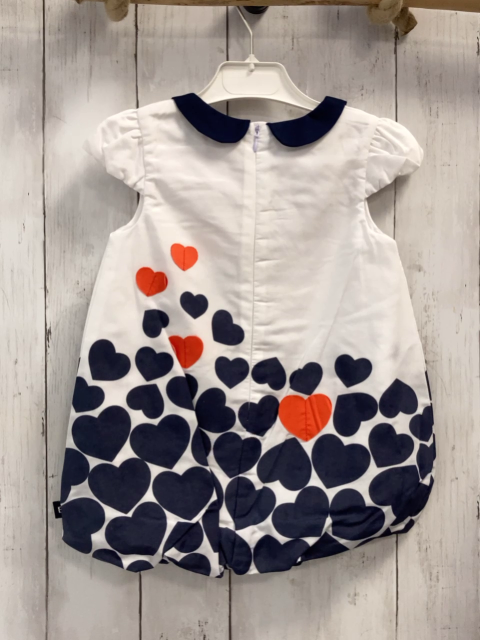 Boboli neu Kleid Gr. 92  weiß blaue rote Herzen blauer Kragen