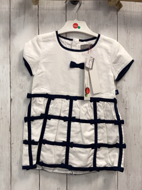 Boboli neu Kleid Gr. 92  weiß blaue Schleifen + Bund