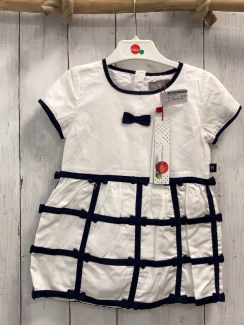 Boboli neu Kleid Gr. 92  weiß blaue Schleifen + Bund