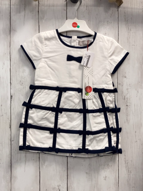 Boboli neu Kleid Gr. 80  weiß blaue Schleifen + Bund