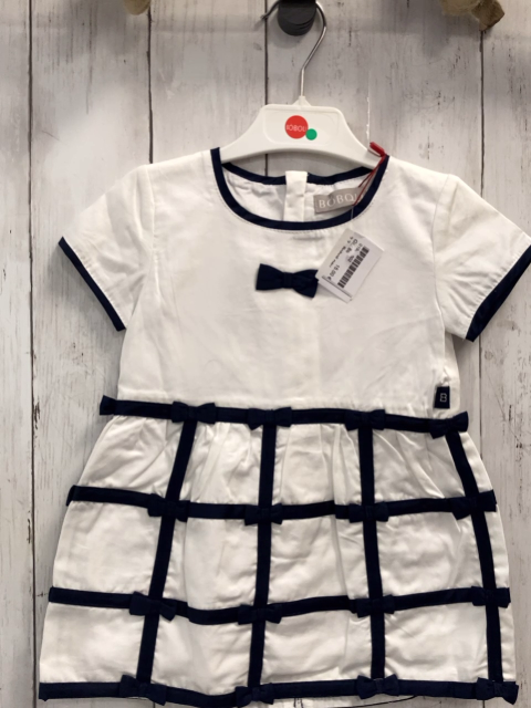 Boboli neu Kleid Gr. 86  weiß blaue Schleifen + Bund