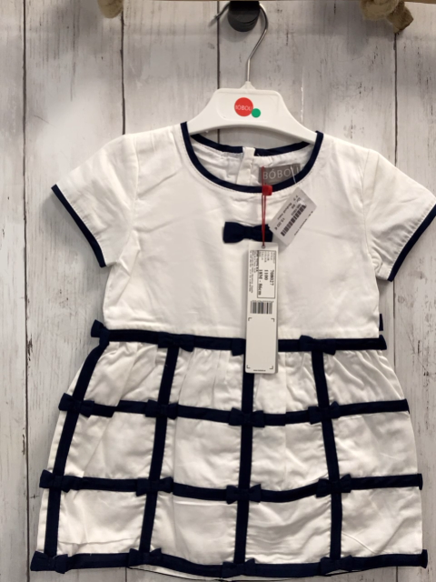 Boboli neu Kleid Gr. 86  weiß blaue Schleifen + Bund