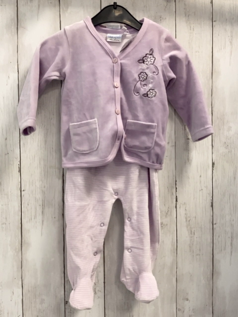 2tlg neu Blue seven Strampler + Jäckchen Gr. 68  flieder weiß gestreift Nicky + flieder Nicky