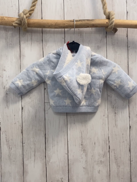 Boboli neu Strickjacke Gr. 56  hellblau weiße Sterne gefüttert Kapuze