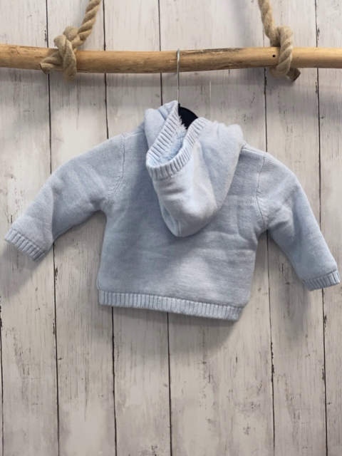 Boboli neu Strickjacke Gr. 68  hellblau grauer Stern gefüttert Kapuze NP 45,90€