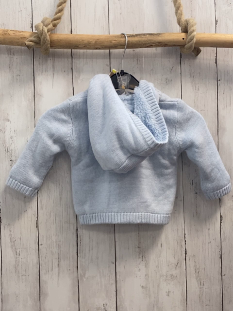 Boboli neu Strickjacke Gr. 74  hellblau grauer Stern gefüttert Kapuze NP 45,90€