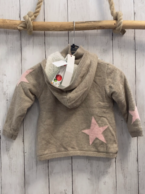 Boboli neu Strickjacke Gr. 86  beige rosa Sterne gefüttert Kapuze