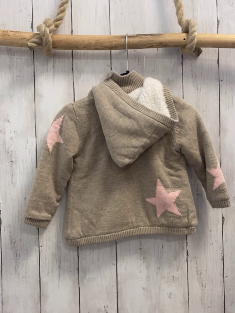 Boboli neu Strickjacke Gr. 80  beige rosa Sterne gefüttert Kapuze