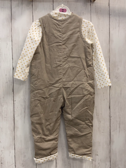 2tlg Boboli neu Langarmshirt + Latzhose Gr. 80  weiß gelbe Sterne + beige Kord gefüttert gestickte Schrift + Stern
