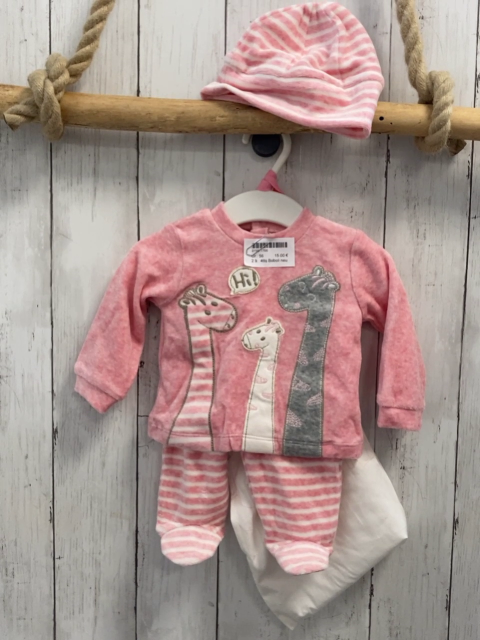 4tlg Boboli neu Pullover + Hose + Mütze + Beutel Gr. 56  himbeere Giraffen + himbeere weiß gestreift 