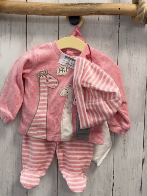 4tlg Boboli neu Pullover + Hose + Mütze + Beutel Gr. 62  himbeere Giraffen + himbeere weiß gestreift 