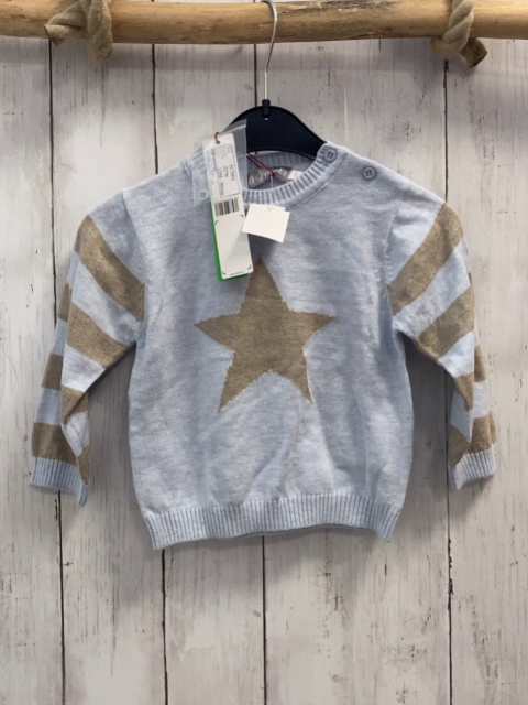 Boboli neu Pullover Gr. 80  hellblau beige Streifen + Stern Strick