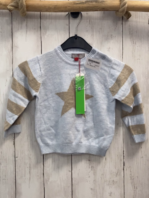 Boboli neu Pullover Gr. 80  hellblau beige Streifen + Stern Strick