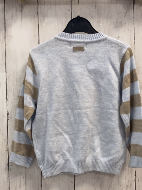Boboli neu Pullover Gr. 86  hellblau beige Streifen + Stern Strick