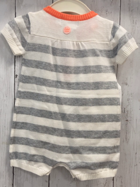 2tlg Boboli neu Playsuit + Beutel Gr. 68  grau weiß gestreift orange Bund & Herzen Strick