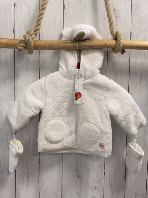 2tlg Boboli neu Plüschjacke + Handschuhe Gr. 62  weiß Kapuze mit Ohren