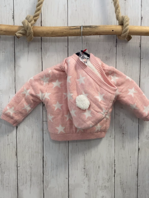 Boboli neu Strickjacke Gr. 62  rosa weiße Sterne Strick Kapuze 