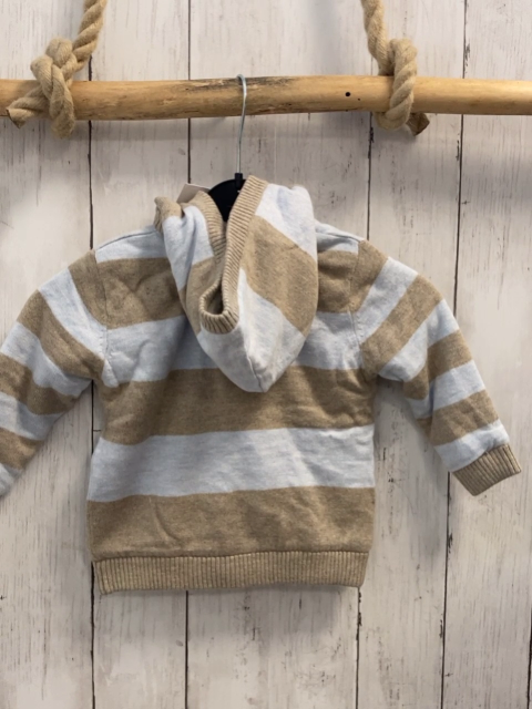 Boboli neu Strickjacke Gr. 68  hellblau beige Streifen Strick Kapuze Knebelknöpfe