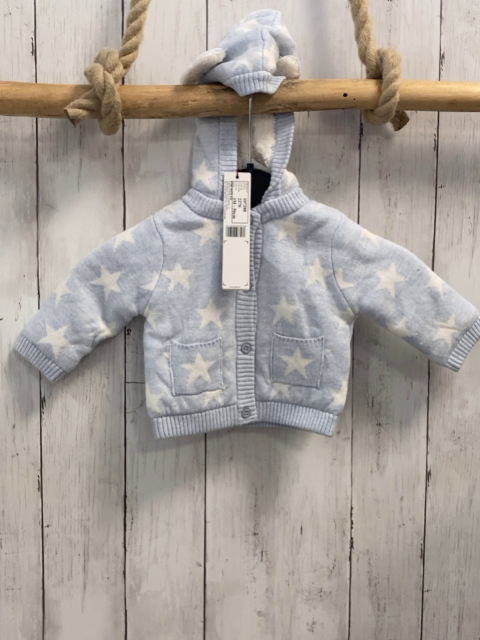 Boboli neu Strickjacke Gr. 56  hellblau weiße Sterne Strick Kapuze