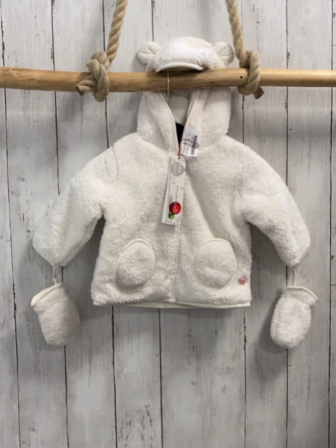 2tlg Boboli neu Plüschjacke + Handschuhe Gr. 68  weiß Kapuze mit Ohren
