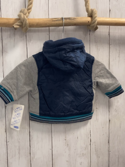 neu Kiabi Jacke Gr. 62  blau Sweatärmel blau petrol Streifen Kapuze NP 10,95€