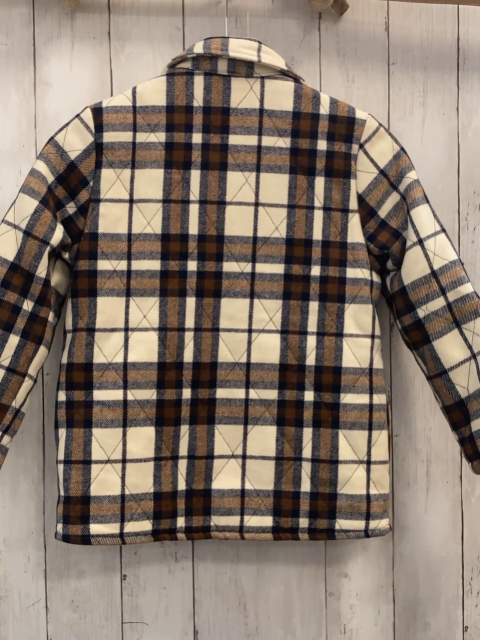   Hemdjacke  Gr. 128  beige schwarz braun kariert Flanell + gefüttert 