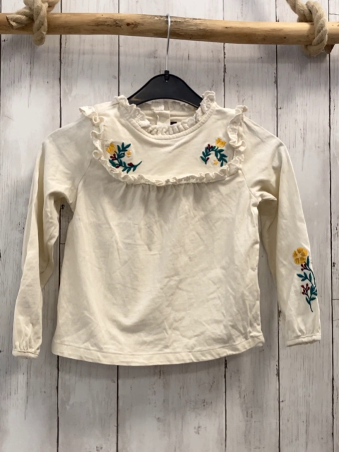 Sergent Major  Langarmshirt  Gr. 110  creme Rüschen + Blumenstickerei