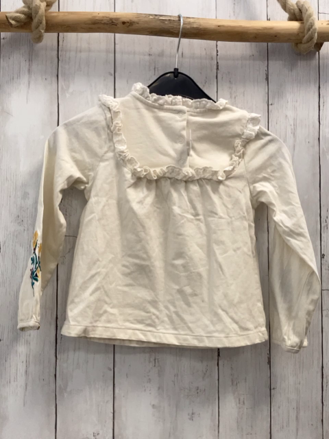 Sergent Major  Langarmshirt  Gr. 110  creme Rüschen + Blumenstickerei