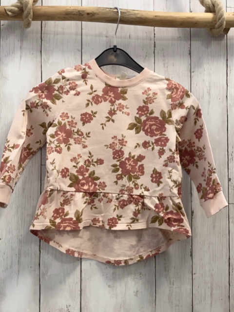 Alana Pullover Gr. 92  rosa altrosa Blumen beige Blätter 