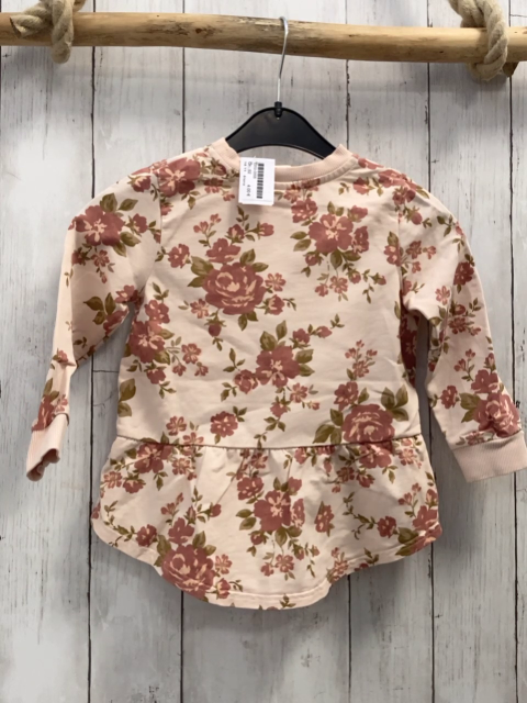 Alana Pullover Gr. 92  rosa altrosa Blumen beige Blätter 