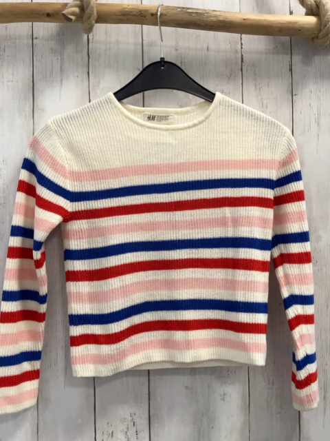 H&M Pullover  Gr. 122/128  weiß rosa blau rote Streifen Strick