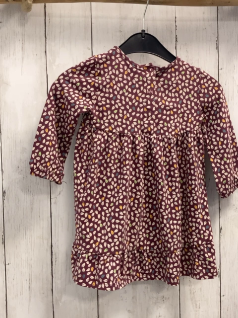   Kleid  Gr. 74  aubergeine bunte Blätter