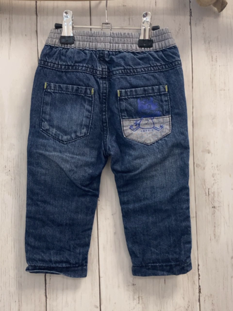 Esprit  Hose  Gr. 74  blau Jeans gefüttert grauer Bund blaue Kordel 