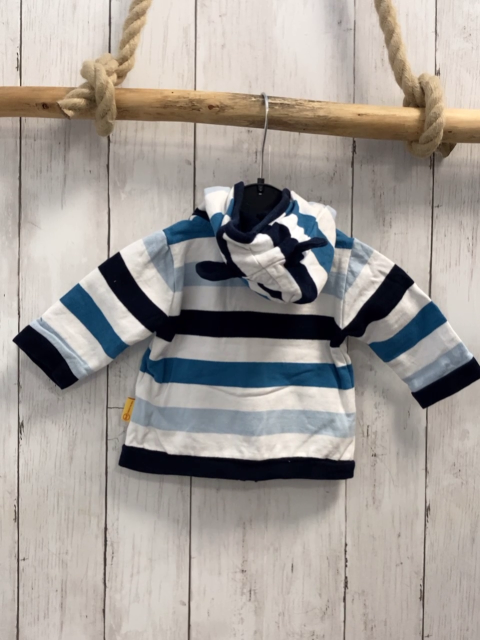 Steiff Sweatjacke Gr. 62  blau hellblau weiß gestreift