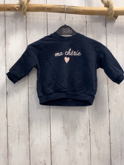 H&M Pullover Gr. 68  blau weiße Schrift rosa Herz