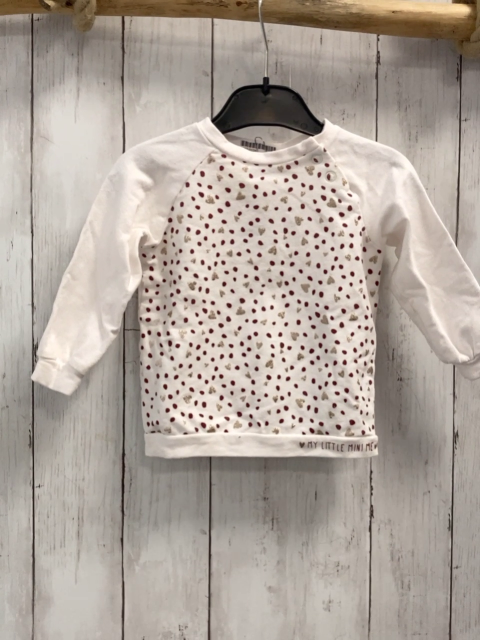 S´ Oliver  Pullover Gr. 80  wweiß silber Glitzerherzen weinroeter Druck 