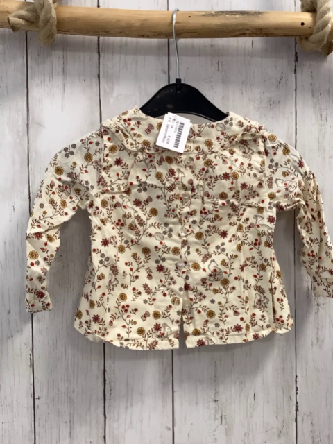 Sergent Major  Bluse  Gr. 74  beige Blumen rosa Ziernähte 